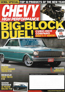 CHEVY HIGH PERFORMANCE 2011 MAR - 502ci vs 540ci, E-FORCE SUPERCHARGER, 700-R4